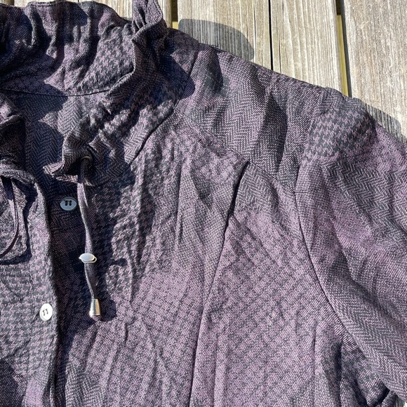 J'IDEE Lagenlook Loose Fit Shirt Jacket Dress Sz 4 France Purple Black Artsy S/M - Picture 7 of 8